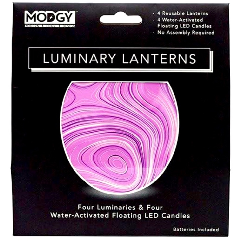 MODGY LUMINARY LANTERNS- PURPLE SLURP DESIGN - PACK OF FOUR